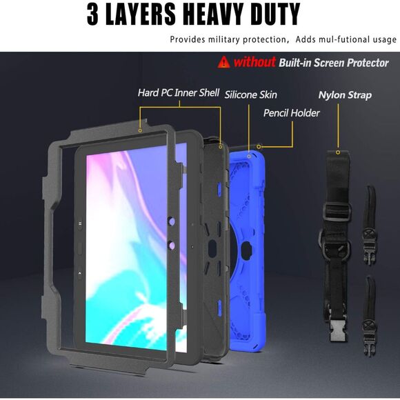 NIB-Samsung Galaxy Tab Active PRO 10.1 Case Heavy Duty Rugged Shockproof BLUE - Picture 6 of 7